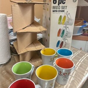 Colorful 6-Piece Mug Set with Stand